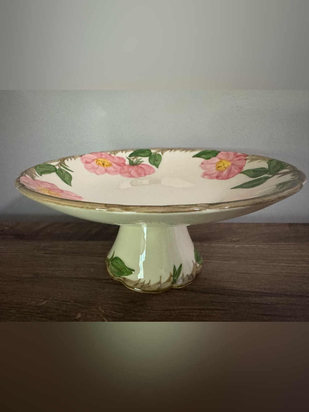 Franciscan Desert Rose Pedestal Cake Stand Compote Pedestal Bowl Vintage Glaze
